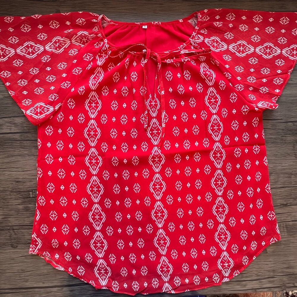 Patterned Blouse, Size Large